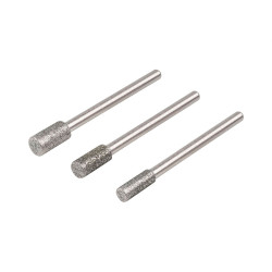 Fresas diamante cilíndricas, kit 3 unidades