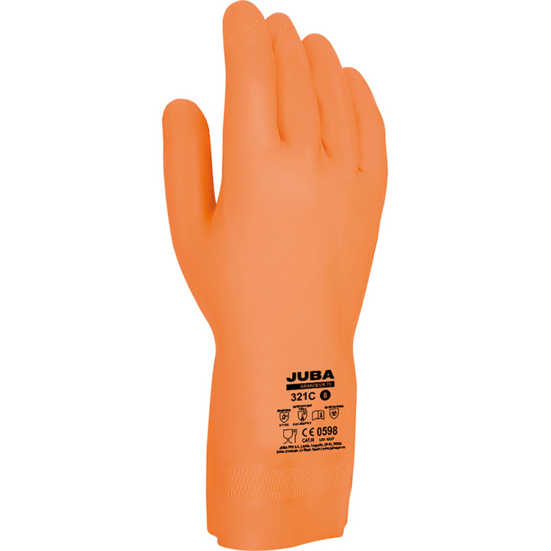 Luvas de trabalho latex/neopreno laranja tamanho 8