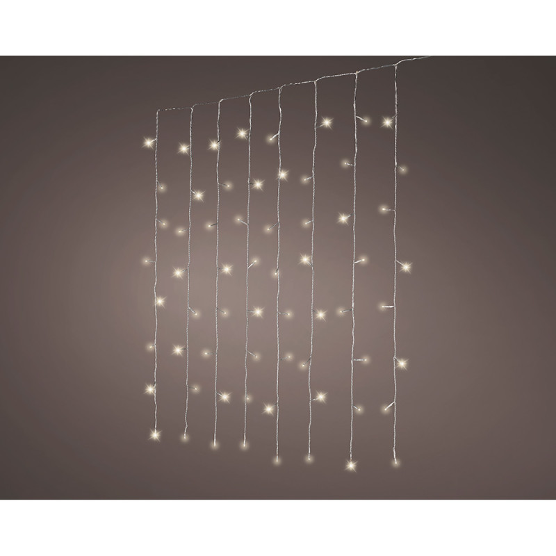 Cortina led multifunções interconectável, luz branca quente, 200 leds, 1,5 x 2 m