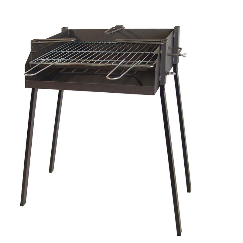Churrasqueira quadrada com suporte para frigideira "paella" 50x75cm imex el zorro