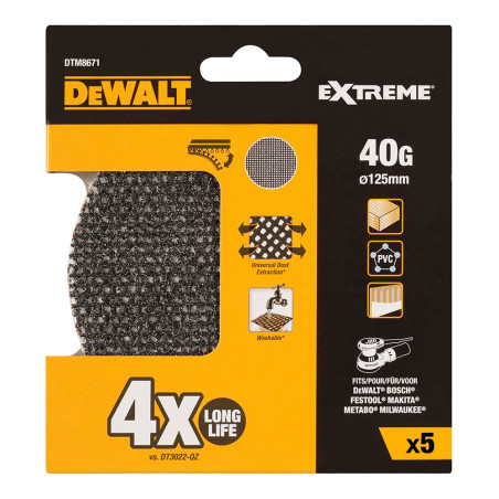 Lixas de malha autoadesiva para lixadoras orbitais ø125 mm, grão: 40, pack 5 unidades