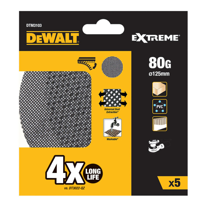 Lixas de malha autoadesiva para lixadoras orbitais ø125 mm, grão: 80, pack 5 unidades