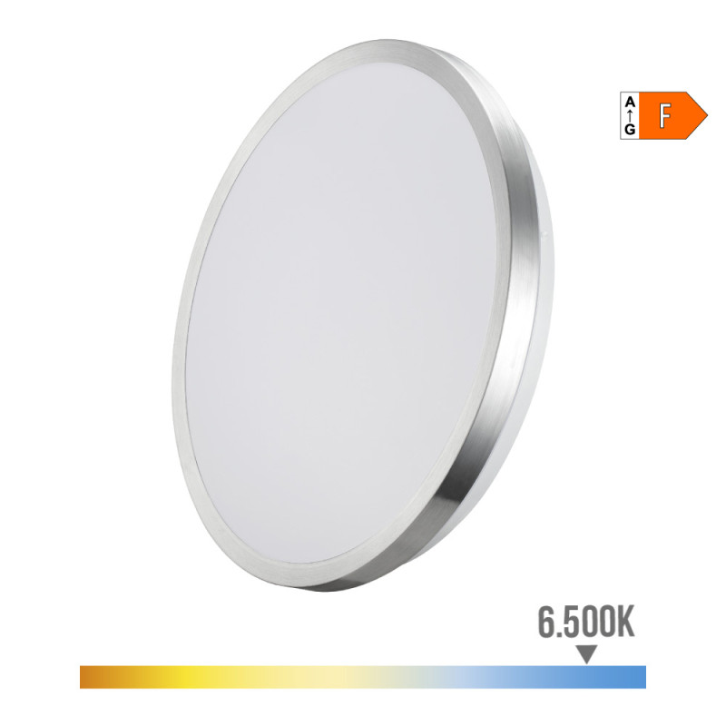 Candeeiro super led de superfície moldura cromado 18 w 6500 k 1820 lm ø33 x 5 cm