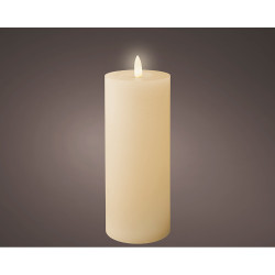 Vela de cera led, cor bege, superfície rústica ø7 x 19 cm