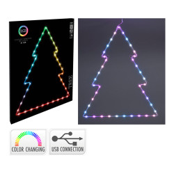 Árvore de natal com 41 leds rgb 48 x 60 cm