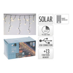 Grinalda solar recarregável 240 leds intermitentes branco quente, 13 funções, exterior 5,6m