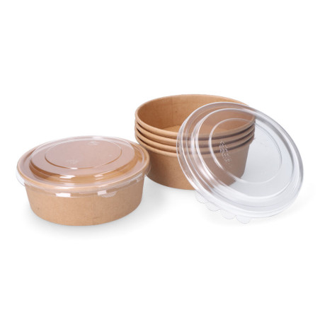 Embalagem cartão biodegradável redonda para salada com tampa 500cc (5 unid.)