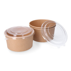 Embalagem cartão biodegradável redonda para salada com tampa 1000cc (3 unid.)