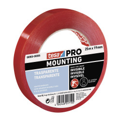 Fita dupla face montagem pro transparente 19 mm x 25 m