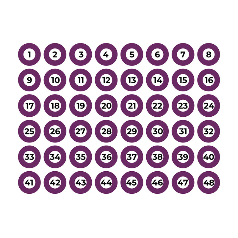 Folha adesiva a3 com 117 identificadores cor roxo edm