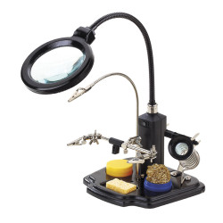Suporte para soldador com lupa e pinças de crocodilo hrv7571 nimo
