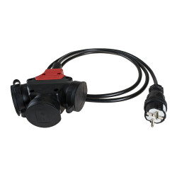 Prolongador triplo aéreo de borracha preta com ficha 4,8mm e 2m de cabo t/tl bipolar 5586cob solera