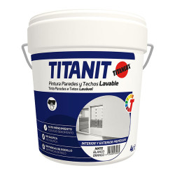 Titanit white matte washable interior/exterior styrene acrylic plastic paint 4 l
