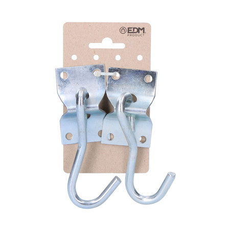 2 unid. placa com gancho de cabide para rede 70x45mm cromada