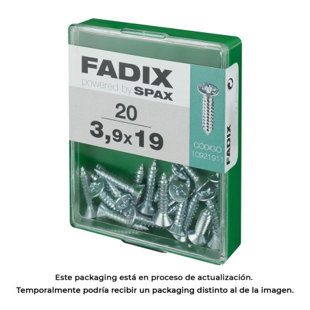 Caixa m 20 unid. parafuso rosca chapa cr zinco 3,9x19mm fadix