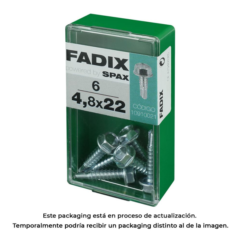 Caixa s 6 unid. parafuso rosca chapa hexagonal autot. 4,8x22mm fadix