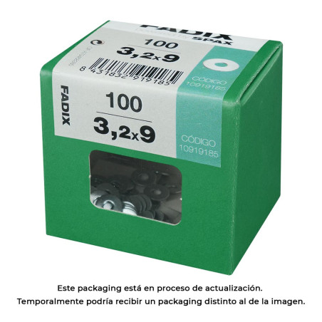 Caixa l 100 unid. anilha plana larga zinco 3,2x9mm fadix