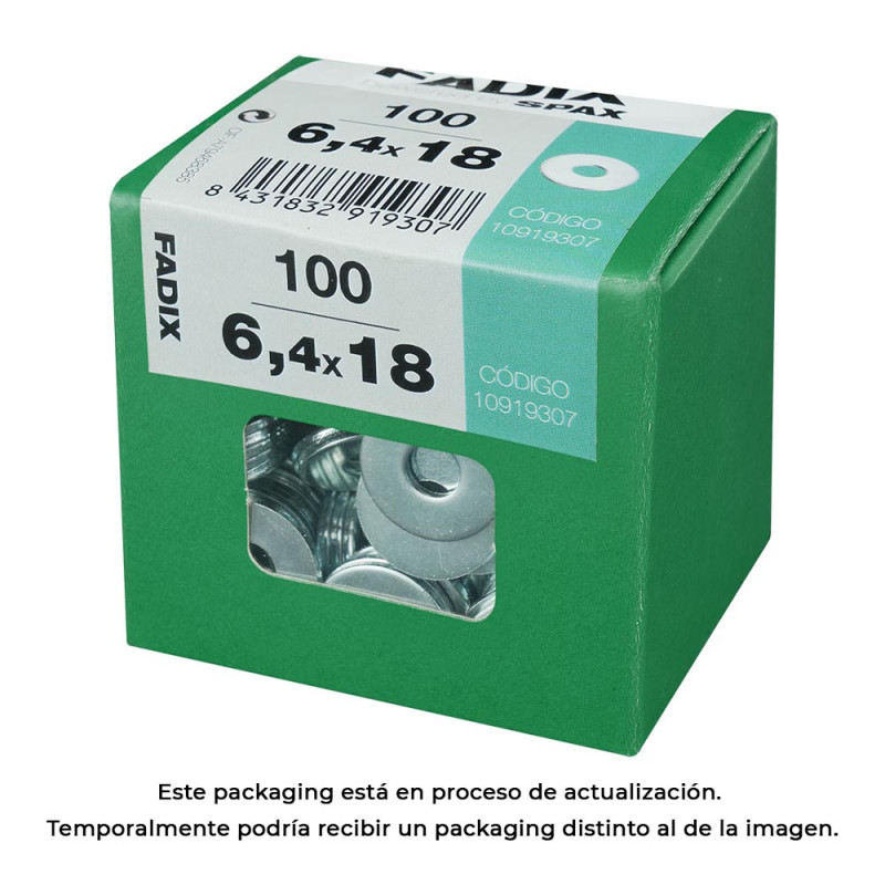 Caixa l 100 unid. anilha plana larga zinco 6,4x18mm fadix