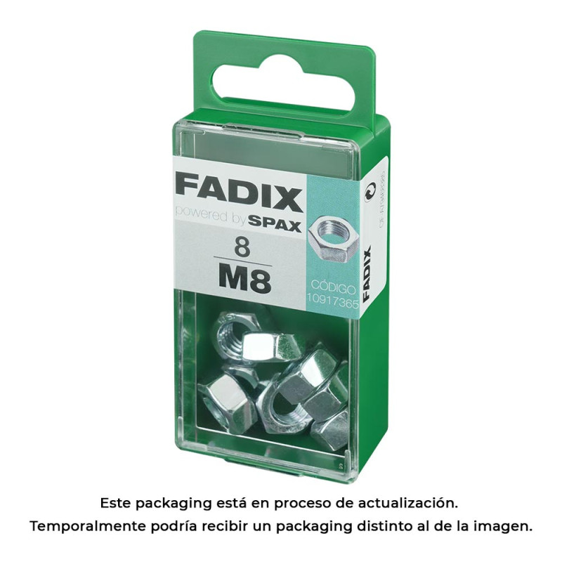 Caixa s 8 unid. porca zinco m 8 fadix