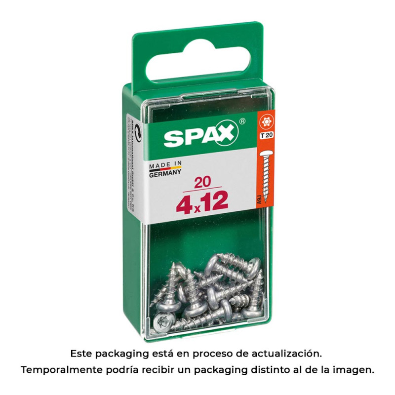 Caixa 20 unid. parafuso madeira spax cab. redonda wirox 4,0x12mm spax