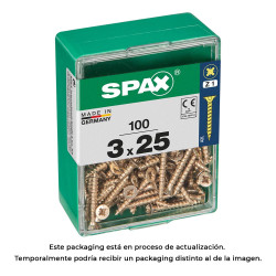 Caixa 100 unid. parafuso madeira spax cabeza plana yellox 3,0x25mm spax