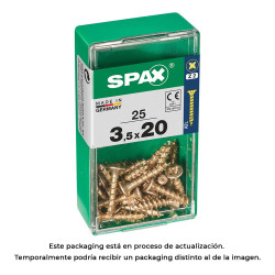 Caixa 25 unid. parafuso madeira spax cabeza plana yellox 3,5x20mm spax