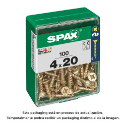 Caixa 100 unid. parafuso madeira cabeza plana yellox 4,0x20mm spax
