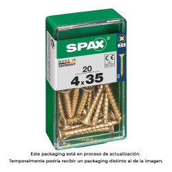 Caixa 20 unid. parafuso madeira cabeza plana yellox 4,0x35mm spax