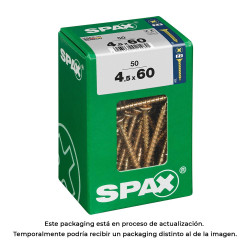 Caixa 50 unid. parafuso madeira cabeza plana yellox 4,5x60mm spax