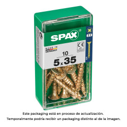 Caixa 10 unid. parafuso madeira cabeza plana yellox 5,0x35mm spax