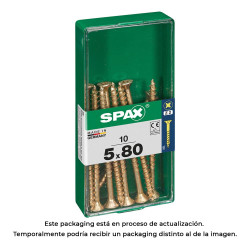 Caixa 10un parafuso madeira spax cab. plana yellox 5,0x80mm spax