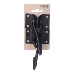 2 unid. placa com gancho de cabide para rede 70x45mm preta