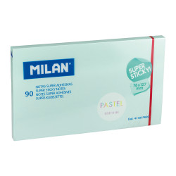 Bloco de 90 notas super adesivas azul pastel 76x127mm milan