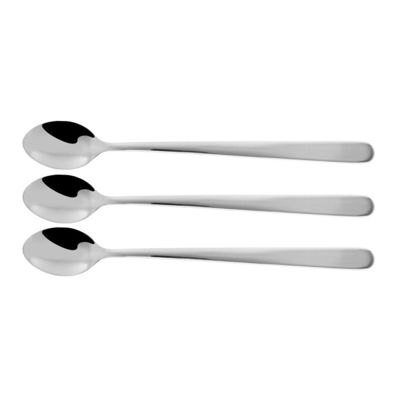 Kit 3 colheres compridas de inoxidavel para bebidas 19cm fm