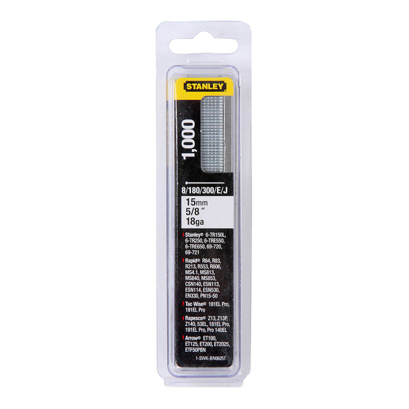 Caixa 1000 pregos/brad 8/300/e/tipo j - 15mm 1-swk-bn0625t stanley