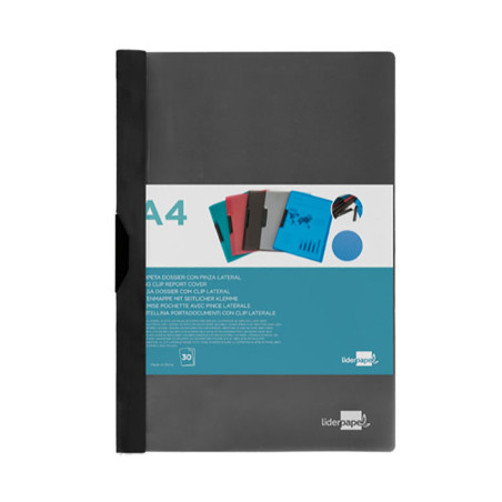 Capa com clipe lateral pp din a4 preto liderpapel