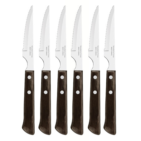 Jogo de facas assado 6 peças fsc polywood castanho 10,16cm tramontina