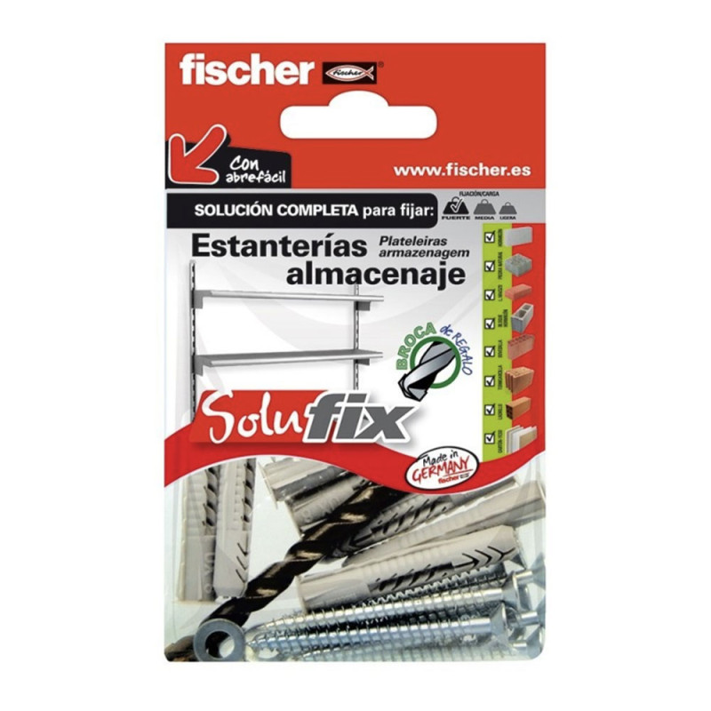 Kit fixação prateleiras armazenagem 502684 solufix fischer