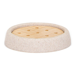 Saboneteira arenito e freixo ø10.5x2cm andrea house