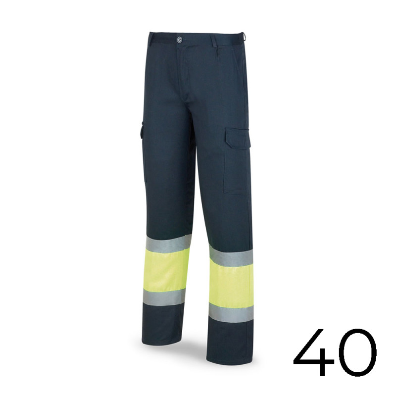 Calças poliéster/algodao bicolor alta visibilidade azul/amarelo tamanho 40 388pfxyfa/40