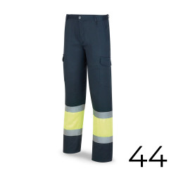 Calças poliéster/algodao bicolor alta visibilidade azul/amarelo tamanho 44 388pfxyfa/44