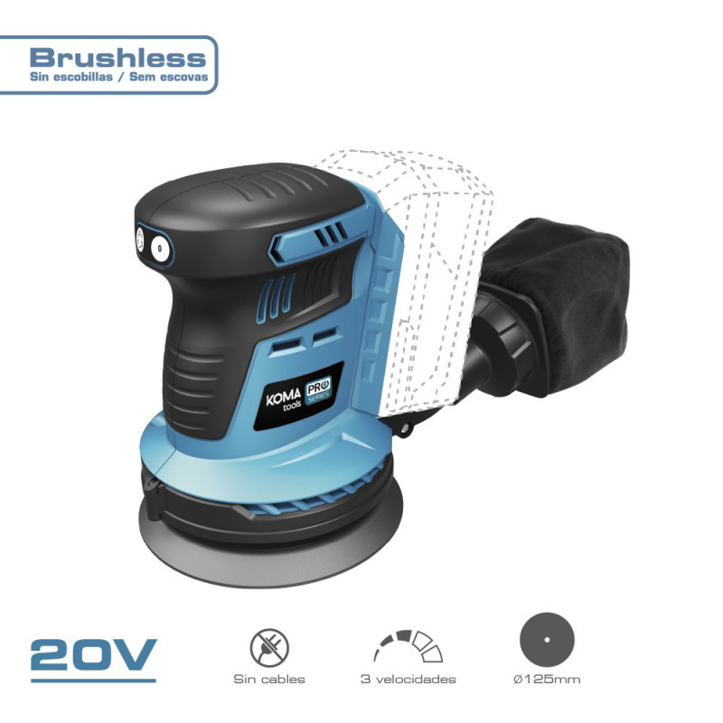 LIXADORA EXCENTRICA 20 V BRUSHLESS (SEM BATERIA E CARREGADOR)
