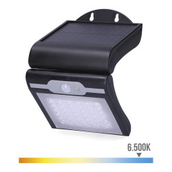 Candeeiro de parede solar 2w 220lm 6.500k com sensor cor preto
