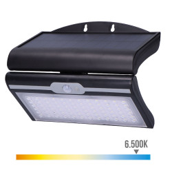Candeeiro de parede solar 6w 430lm 6.500k com sensor, cor preto