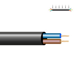 Cabo tubular h03vv-f 2 x 0,50 mm, preto euro/m
