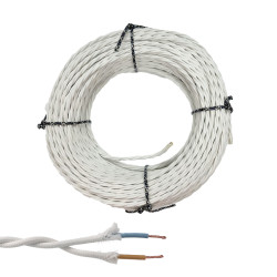 Cabo paralelo têxtil trançado h07v-k 2 x 2,50 mm branco euro/m