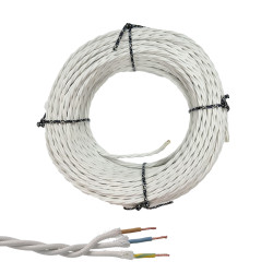 Cabo paralelo têxtil trançado h07v-k 3 g 2,50 mm branco euro/m