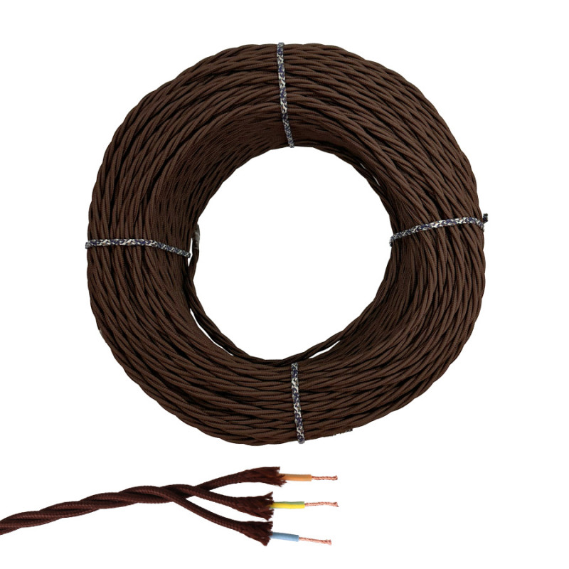 Cabo paralelo têxtil trançado h05vv-f 3 g 1,50 mm castanho euro/m