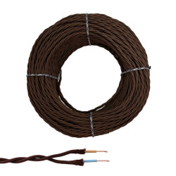 Cabo paralelo têxtil trançado h05vv-f 2 x 1,50 mm castanho euro/m