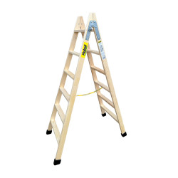 Escadote de madeira degraus largos 164cm altura bld-6 plabell